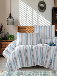 L'essentiel linge de maison Zagreb Colcha Doble Rojo y Azul